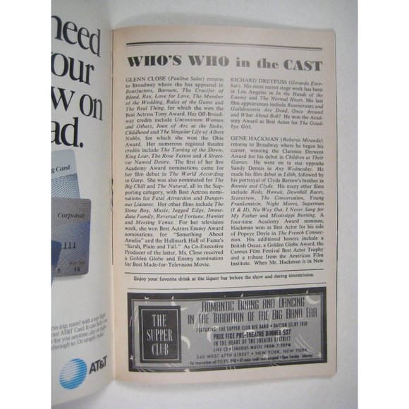 Death and Maiden Glenn Close Richard Dreyfuss Gene Hackman Ticket 1992 Playbill - Picture 6 of 8